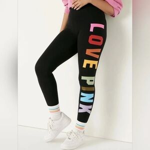 NOT Victoria Secret Leggings Rainbow Graphic Logo
